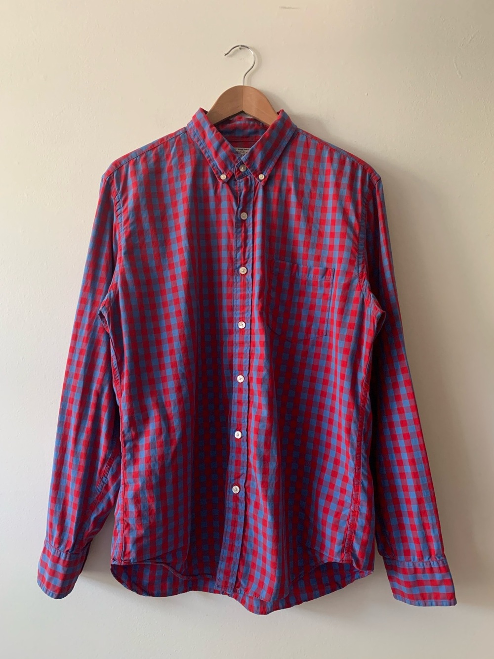 NEW J. Crew Red and Blue Gingham Button-Down Cotton Shirt